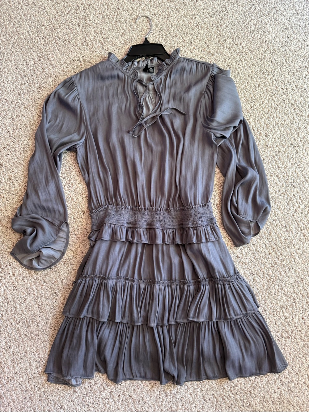 EUC Versona Soft Pewter Ruffled Dress